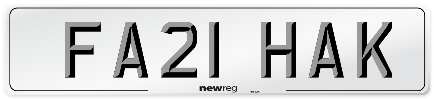 FA21 HAK Number Plate from New Reg
